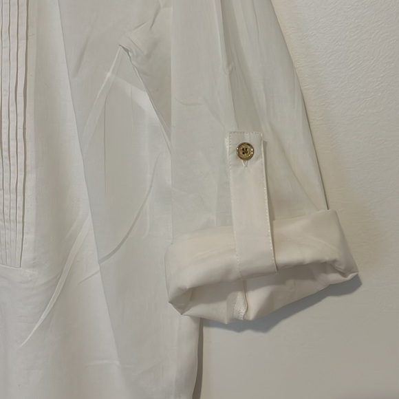 MICHAEL Michael Kors White Zip-Up Blouse, Size 10 - Picture 7 of 11